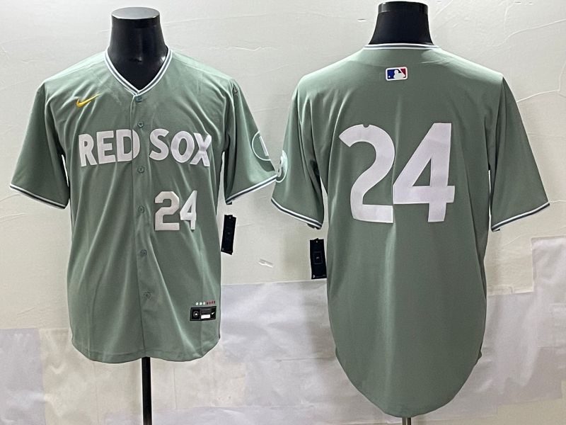 Men 2025 Boston Red Sox #24 No Name Light Green Joint Name Nike MLB Jersey style 2